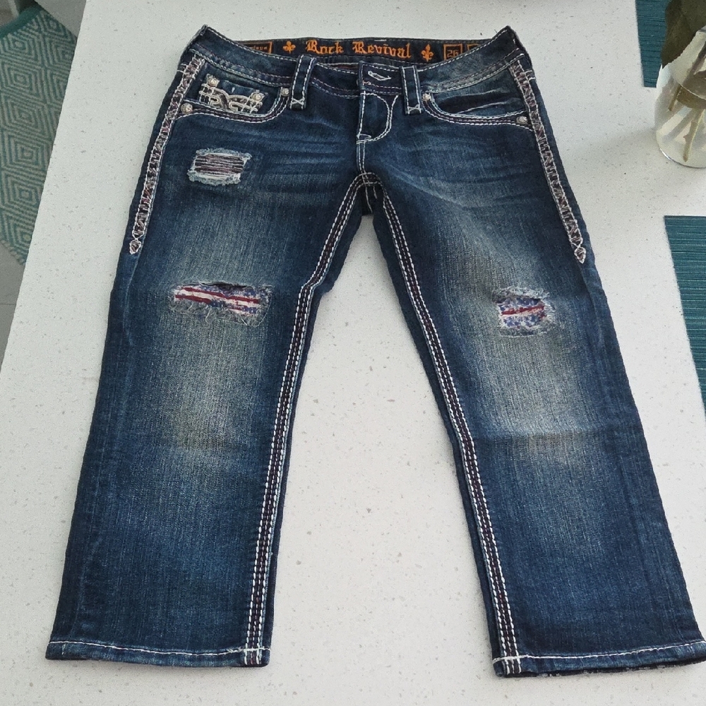 Rock Revival Women's Dark Blue Cropped Jeans